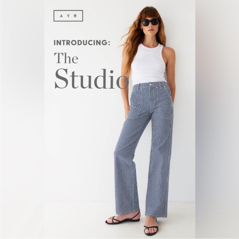 AYR Blue and White Striped Women Jeans